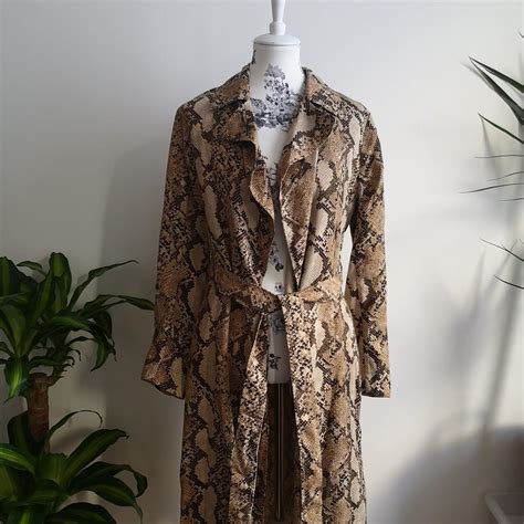 H M Bnwt Snake Print 70s Lyocell Duster Trench Coat Depop