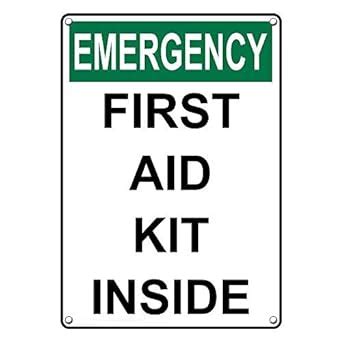 Weatherproof Plastic Vertical Osha Emergency First Aid Kit Inside Sign