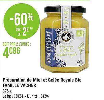 Promo Préparation De Miel Et Gelée Royale Bio Famille Vacher chez