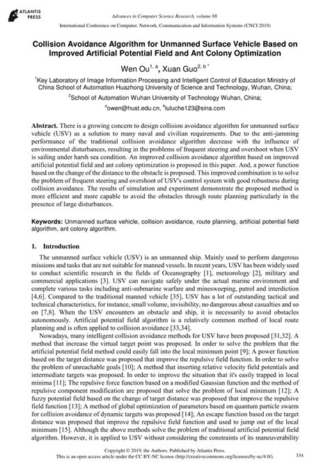 Pdf Collision Avoidance Algorithm For Unmanned Surface Vehicle Based