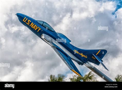 Us Navy Blue Angels Grumman Cougar Jet On Display At Florida Welcome