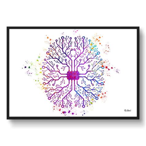 Digital Brain AI Anatomy Wall Art Watercolour Print Human Neurology