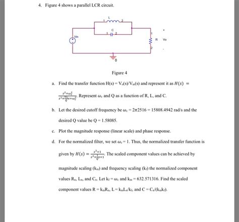 Solved 4 Figure 4 Shows A Parallel Lcr Circuit Vin R Vo