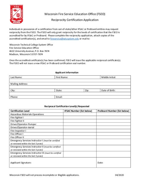 Fillable Online Fseo Reciprocity Application Form Fax Email Print Pdffiller