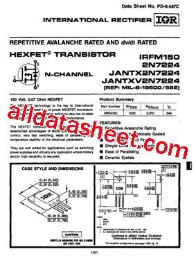 IRFM150 数据表 PDF International Rectifier