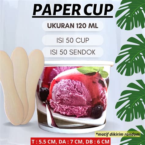 Jual Cup Kertas Buat Ice Cream Cup Kertas Aiskrim Kemasan Es Krim Cup Unik Isi 50 Pc