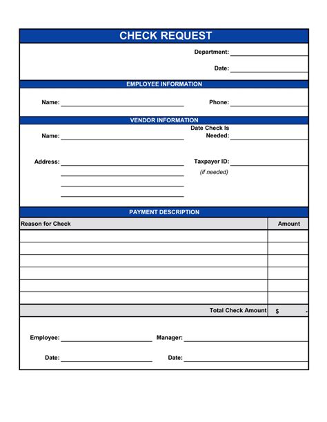 Check Request Form Template Excel