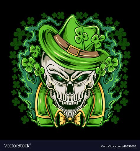 St Patricks Day With Skull Image Wearing Vector Image