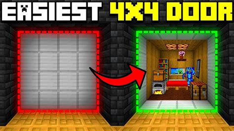 🦅 Minecraft Bedrock 120 Easiest 4x4 Piston Door Tutorial Youtube