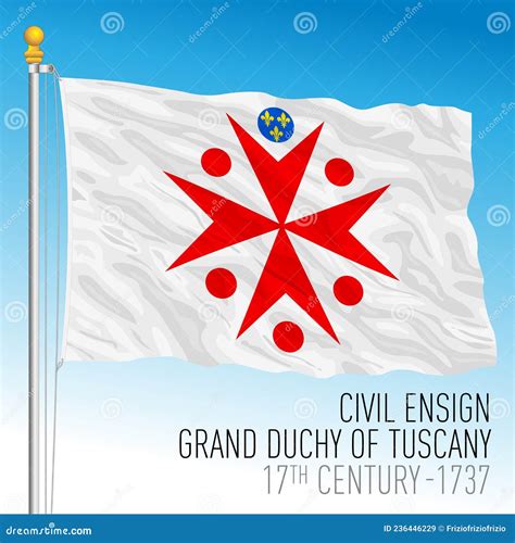 Grand Duchy Of Tuscany Civil Ensign Historical Flag Italy Stock