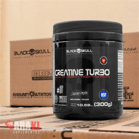 Creatina Turbo 300g Black Skull Caveira Preta Araki Suplementos