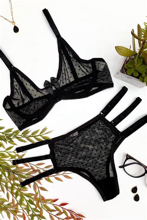 Conjunto Lingerie Sensual Tule Poá Letícia Maria Millu