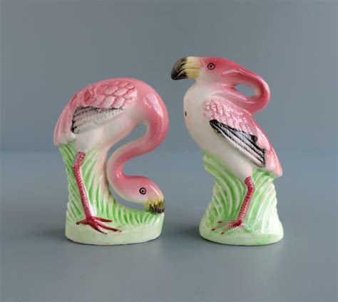 Vintage Pink Flamingo Salt And Pepper Shaker Set 1950s Japan Mid