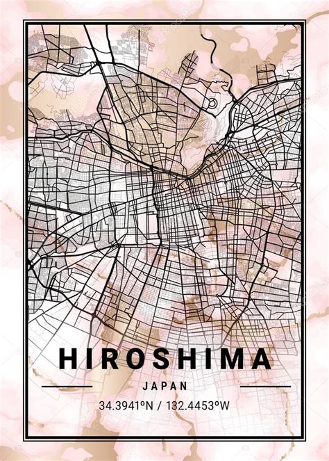 Hiroshima Japón El mapa de mármol de Daphne es un hermoso estampado