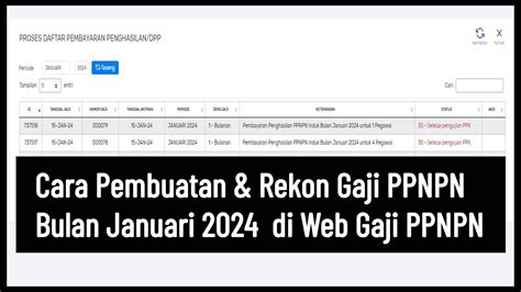 Cara Pembuatan Rekon Gaji PPNPN Bulan Januari 2024 Di Web Gaji PPNPN