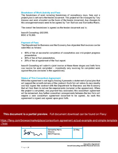 Word Template Consortium Agreement Actual Example And Simple