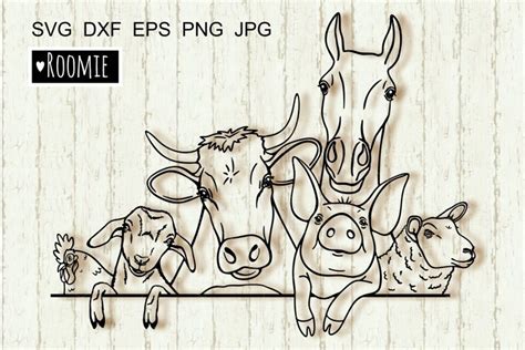 Farm Animals Svg Cow Horse Goat Pig Sheep Farmhouse Sign