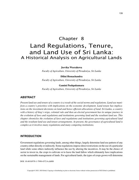 (PDF) Land Regulations, Tenure, and Land Use of Sri Lanka: A Historical ...