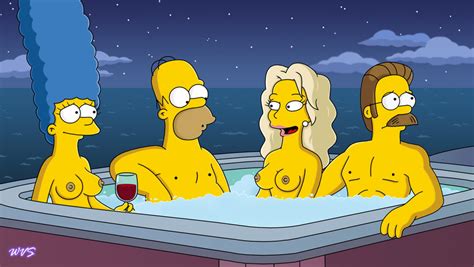 Rule 34 Accurate Art Style Breasts Color Exposed Breasts Female Homer Simpson Human Husband