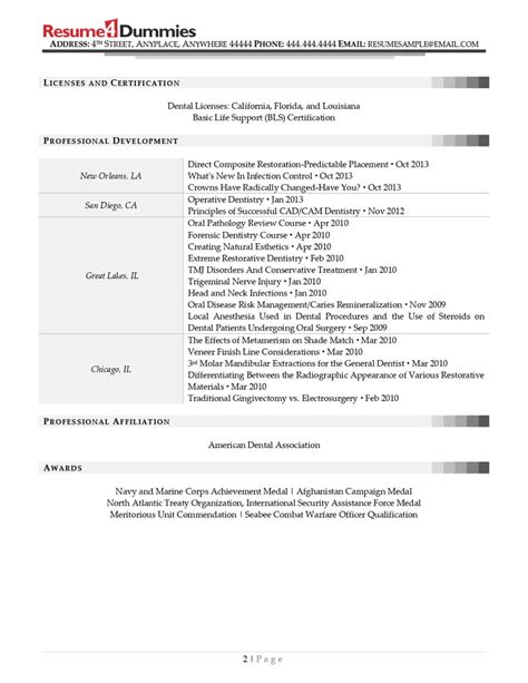 Dentist Resume Example Resume4dummie