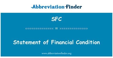 sfc stands  statement  financial condition abbreviation finder