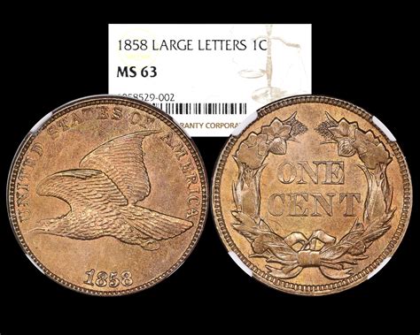 1858 Large Letters 1c Flying Eagle Cent Ngc Ms63 The Penny Lady®