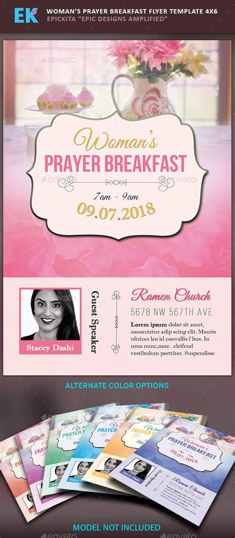 Woman’s Prayer Breakfast Flyer Template | Prayer breakfast, Prayer breakfast program, Invitation ...