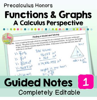 Functions And Graphs Guided Notes PreCalculus Unit 1 DISTANCE LEARNING