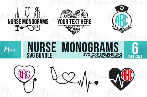 Nurse Monogram Svg Bundle By Mstudio Thehungryjpeg