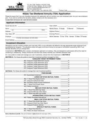 Fillable Online TSA Application WEA Trust Fax Email Print PdfFiller