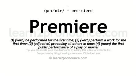 Pronunciation Of Premiere Definition Of Premiere Youtube