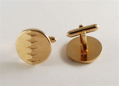 Vintage Cuff Links Swank Gold Plated Round Etched Mens Etsy