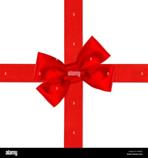 Red Ribbon Bow Isolated On White Holiday Background Gift Card Concept