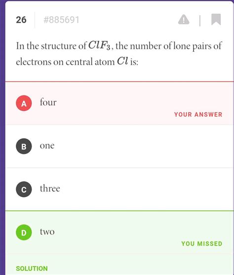 In The Structure Of Clf The Number Of Lone Pairs Of Electrons On