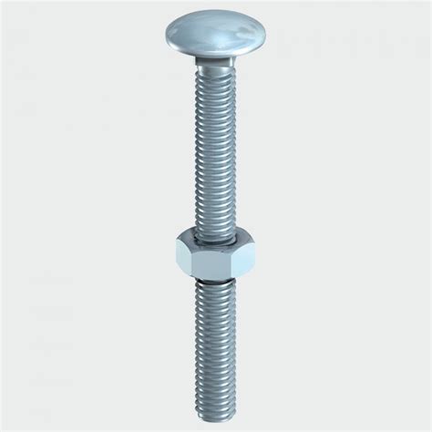 Timco M10 X 180 Carriage Bolt And Hex Nut BZP Pack Of 12 Hevey