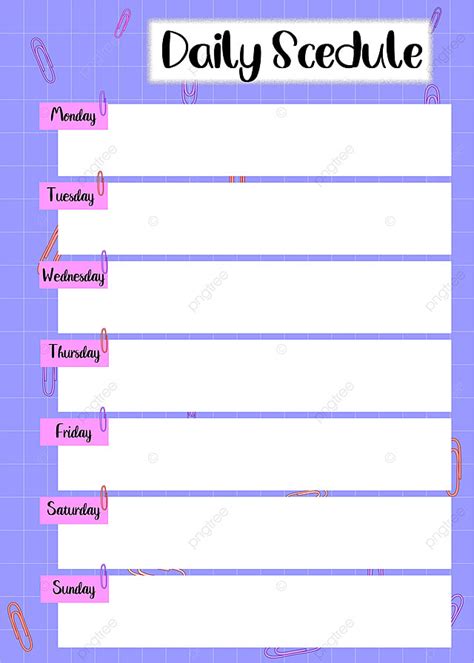 Gambar Jadual Harian Simpel Templat Untuk Muat Turun Percuma Di Pngtree