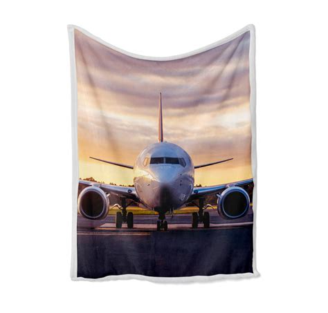 Face To Face With Boeing 737 800 During Sunset Designed Bed Blankets