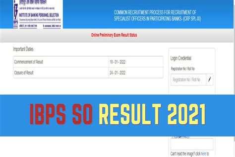 Ibps So Prelims Result 2021 Released At Direct Link To