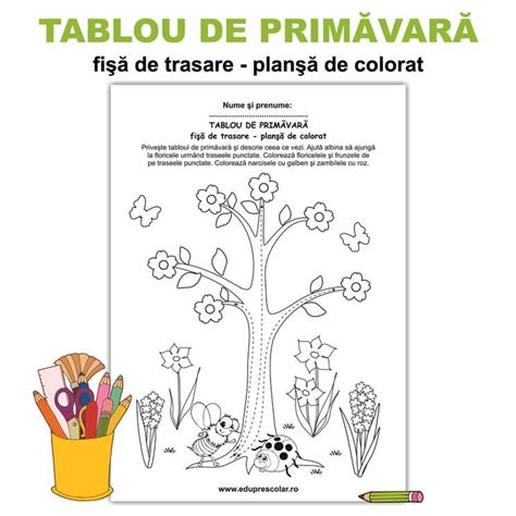 Tablou De Primavara Fisa De Trasare Plansa De Colorat Eduprescolar Ro