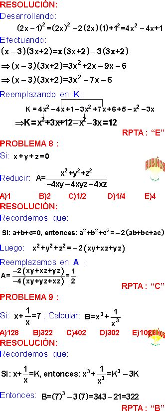 Identidades Algebraicas Productos Notables Ejemplos Y Ejercicios Resueltos