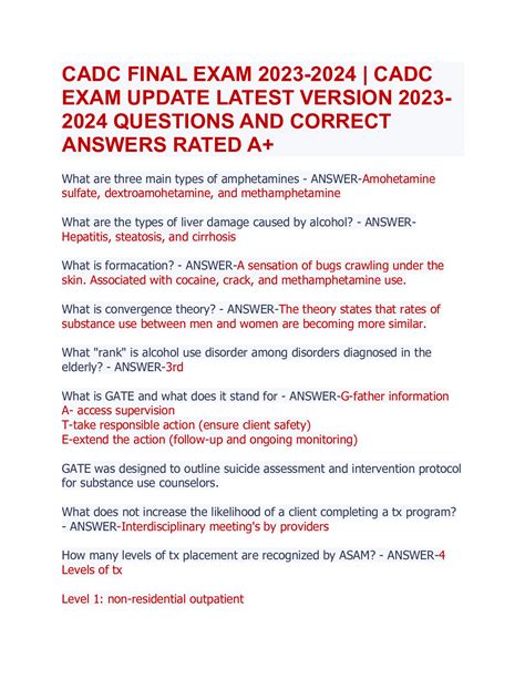 CADC FINAL EXAM 2023 2024 CADC EXAM UPDATE LATEST VERSION 2023 2024