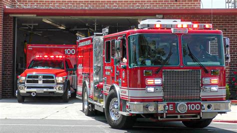 LAFD Engine 100 Rescue 100 Responding YouTube