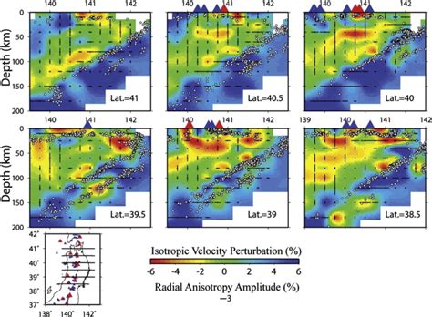 East West Vertical Cross Sections Of P Wave Radial Anisotropy