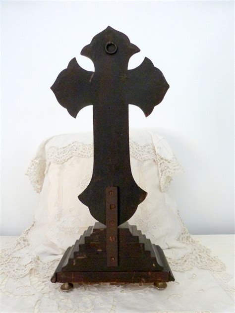 Antique S Altar Standing Crucifix Cross Large Black Wooden Etsy