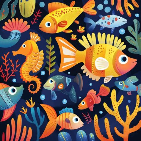 premium photo underwater world illustration  colorful tropical