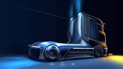 New Mercedes Benz Genh2 Fuel Cell Semi Concept Previews Production