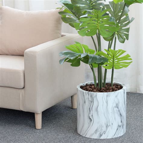 Higold Inch Indoor Flower Planter With Drainage Marble White