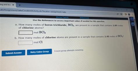 Solved A How Many Moles Of Boron Trichloride Bcl3 Are