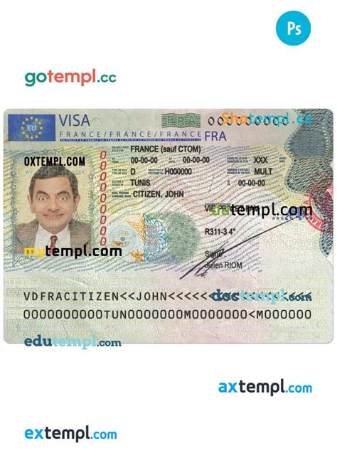 French Schengen Visa Example In PSD Format 2018 Present Mytempl