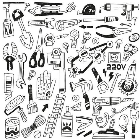 Working Tools Doodles Stock Vector Topform